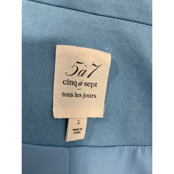 Cinq A Sept 'Louisa' Blue Padded Shoulders Jacket Size 2 - Picture 4 of 5